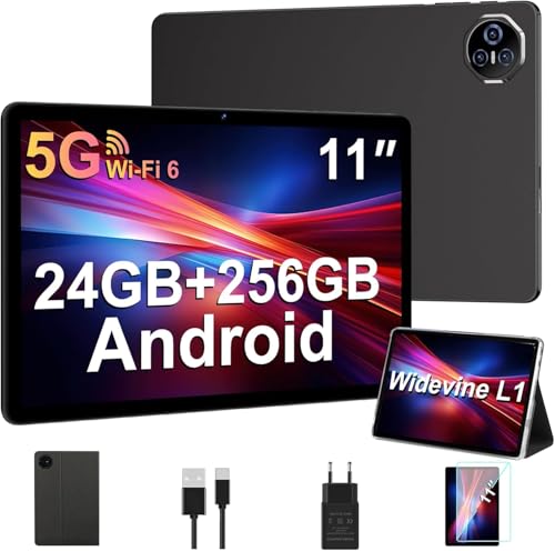 BIEGEDY Tablet 11 Pulgadas Android, 24GB RAM+256GB ROM/1TB TF